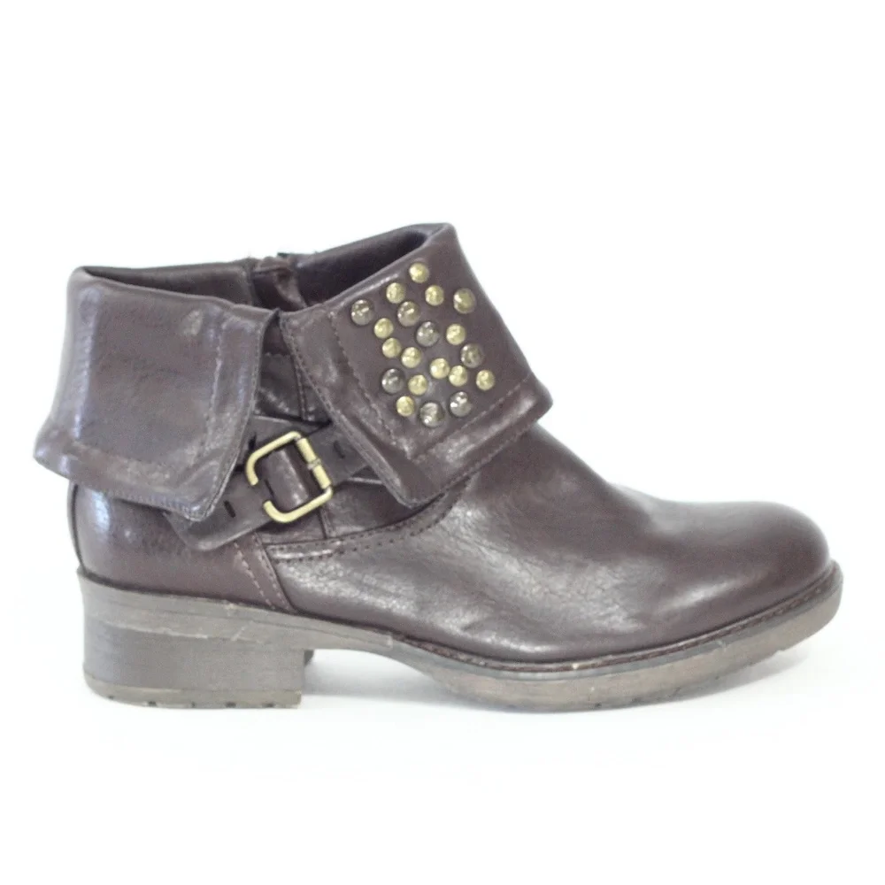 Baretraps Brown Boots sz 9 Women Moto Booties faux leather Shoes